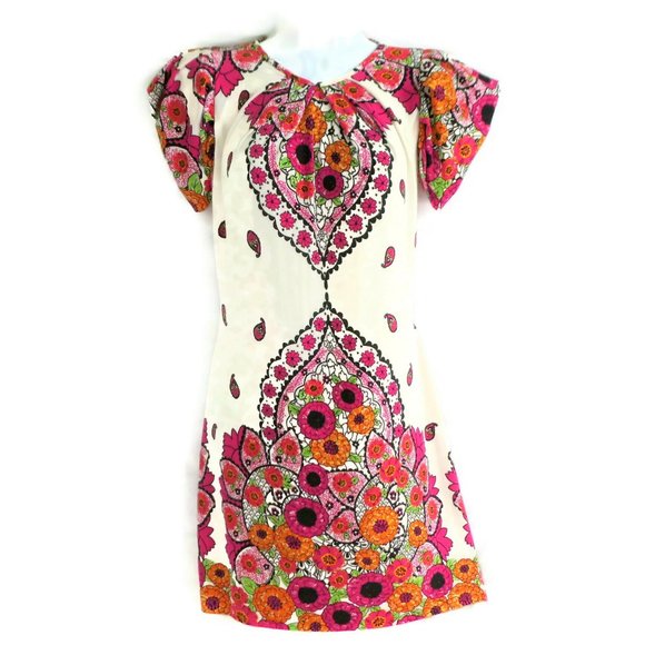 Vintage Dresses & Skirts - Vintage Rampage Dress Marrakesh Pleated Neck Draped Back Cutout Floral Vibrant M